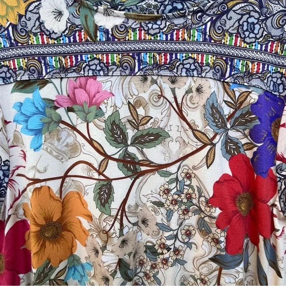 Johnny Was Colorful Floral Short Sleeve Top - Picture 4 of 5